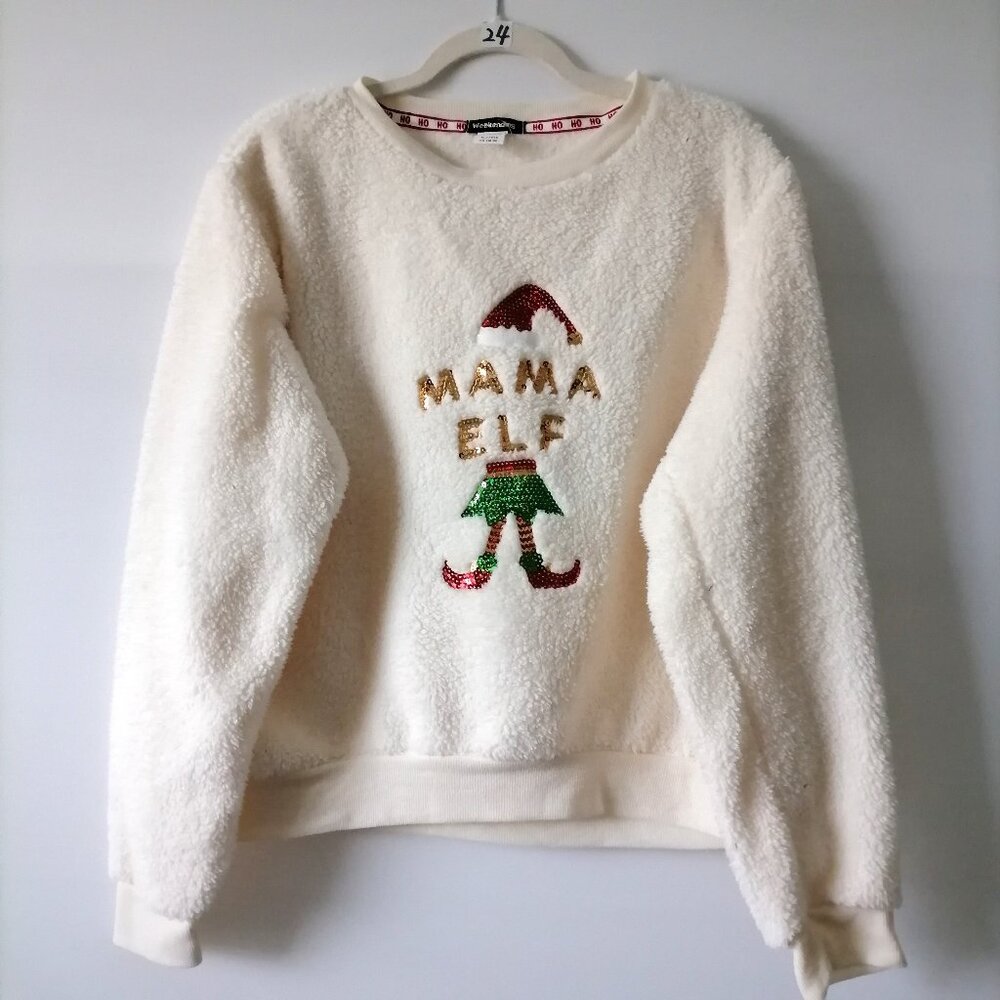 Weekending Mama Elf Womens Beige Long Sleeve Round Neck Pullover Sweater Size XL